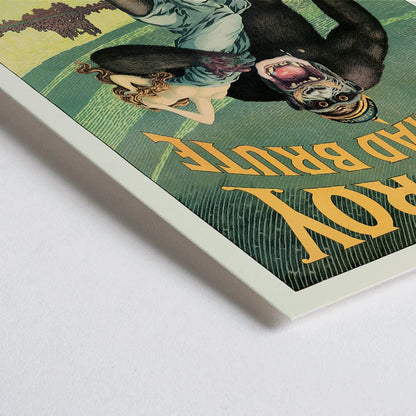 Closeup detail of Destroy this mad brute by Harry Ryle Hopps poster featuring a gorilla holding a woman and a club labeled Kultur with enlistment message