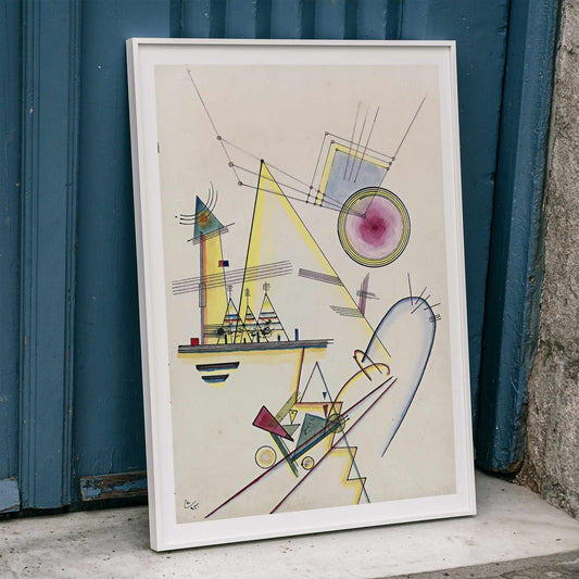 Abstract geometric shapes and lines in Zartes Gemut Delicate Soul by Wassily Kandinsky poster wall art, framed and displayed in home decor