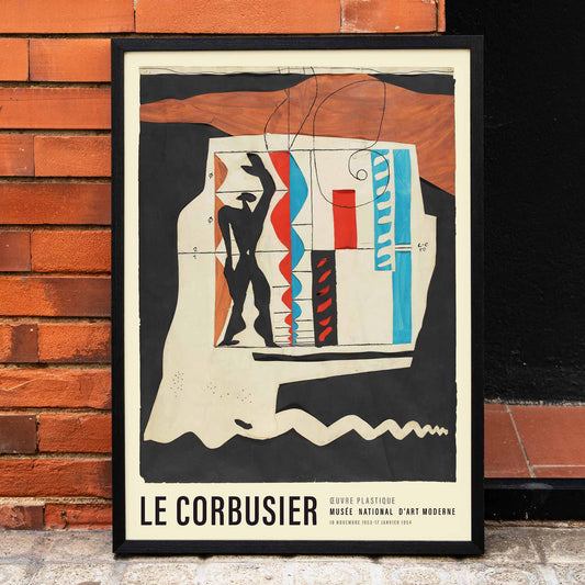 Abstract human figure and geometric shapes from Le Modulor by Le Corbusier poster wall decor, framed and displayed in home decor