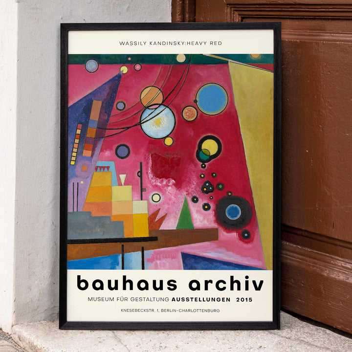 Heavy Red by Wassily Kandinsky abstract geometric painting and poster with shapes and colors at Bauhaus Archiv Museum, framed and displayed in home decor