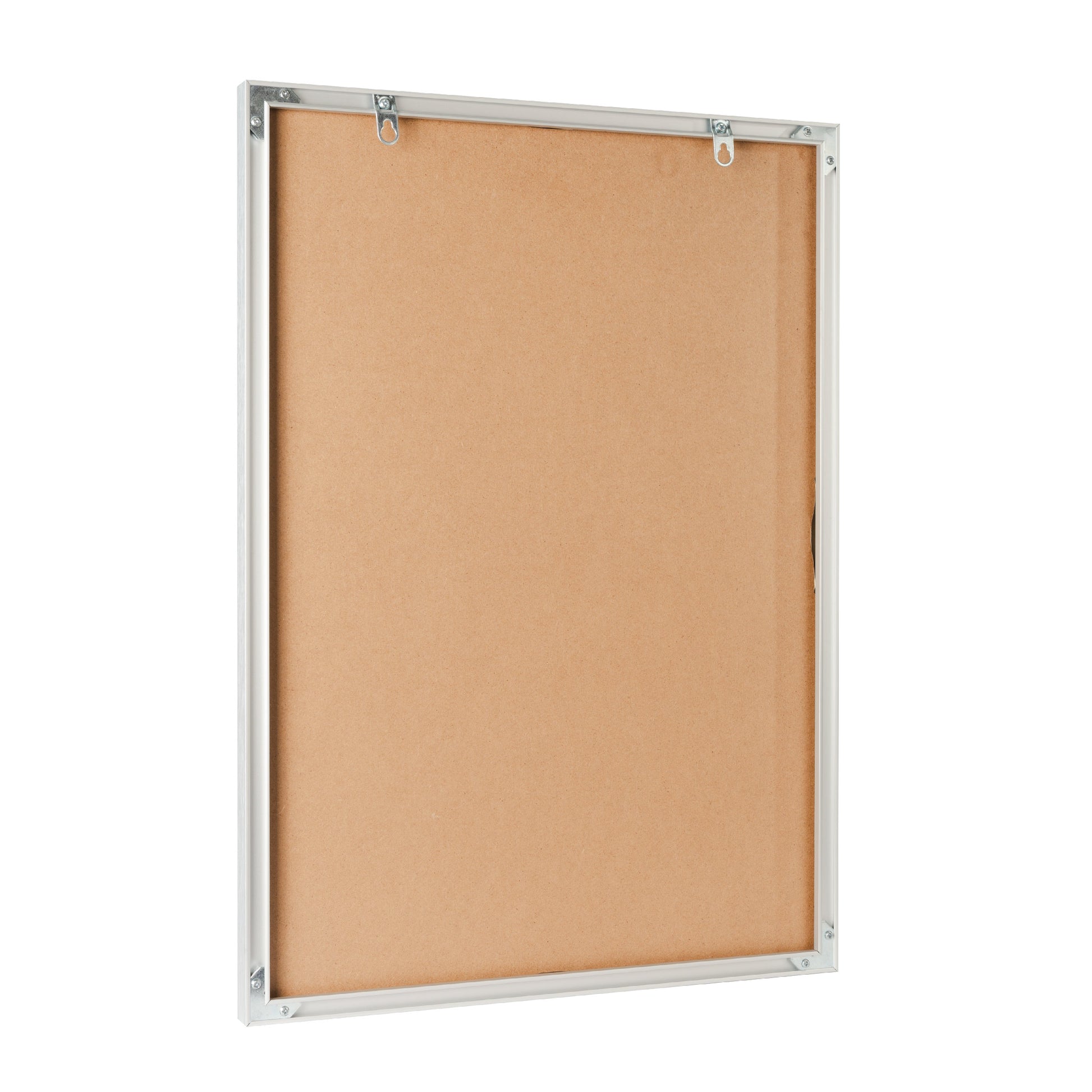 Silver aluminium picture frame with clean lines and a subtle metallic finish, suitable for displaying photos or artwork in a modern interior., full back picture