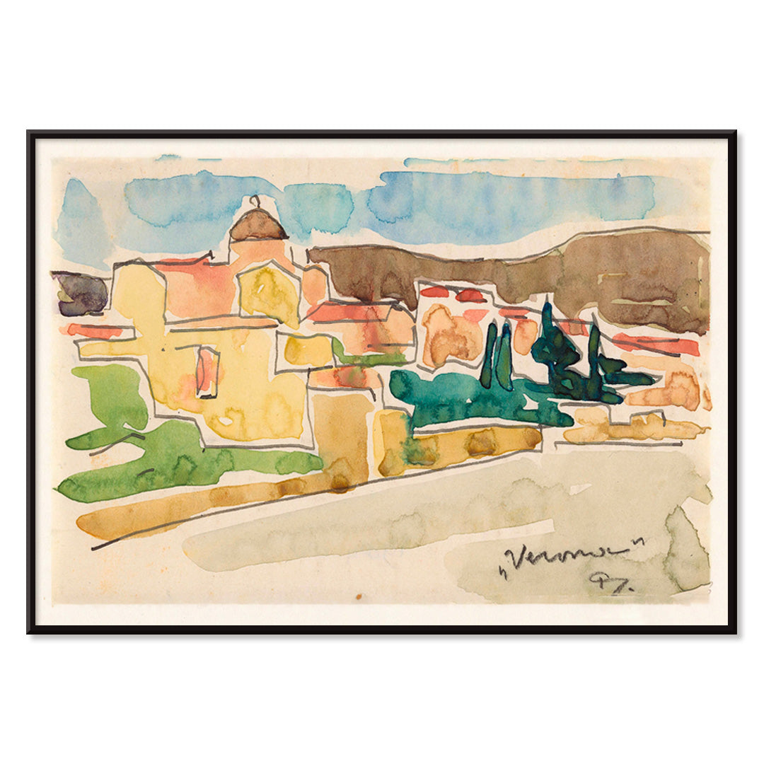 , with black aluminium frame on white background